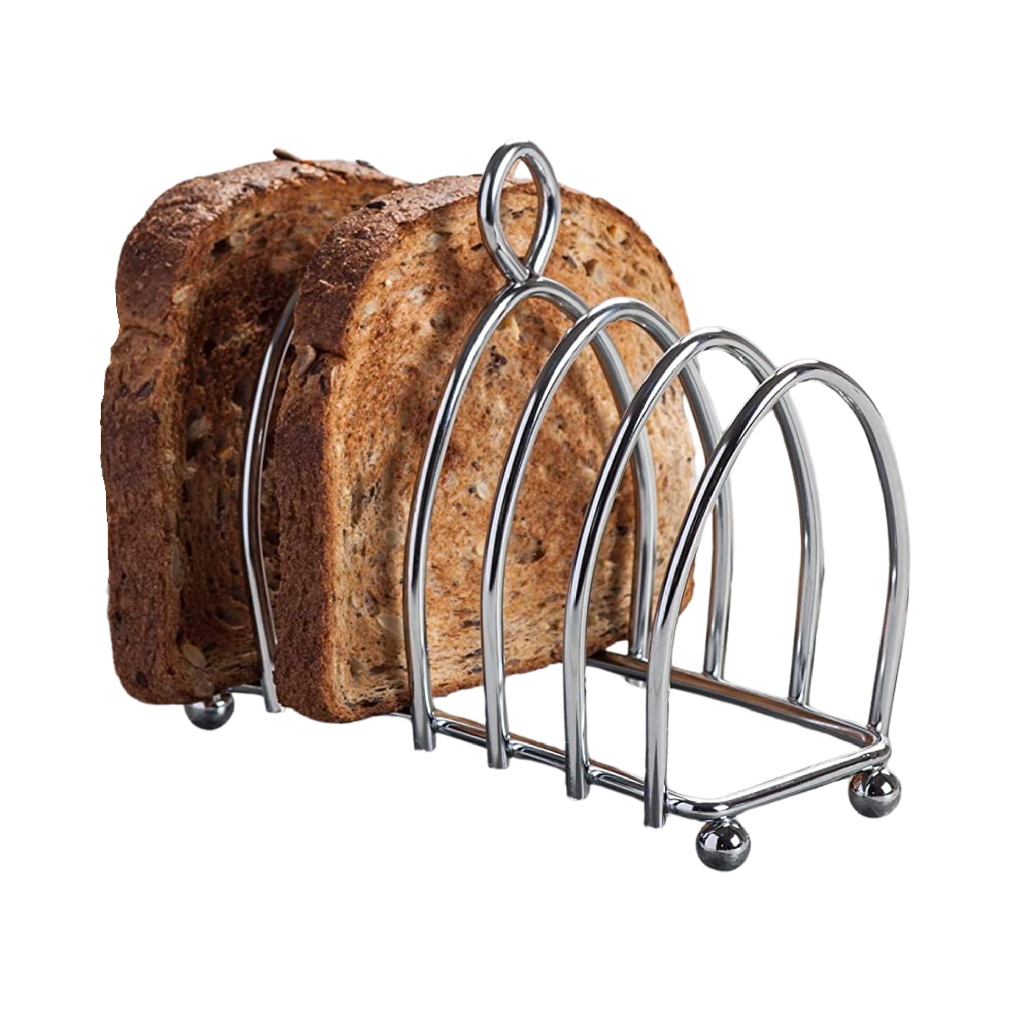 Kilo BA51 Victorian Design Chrome 6 Slice Toast Rack with Ball Feet and Loop Carry Handle