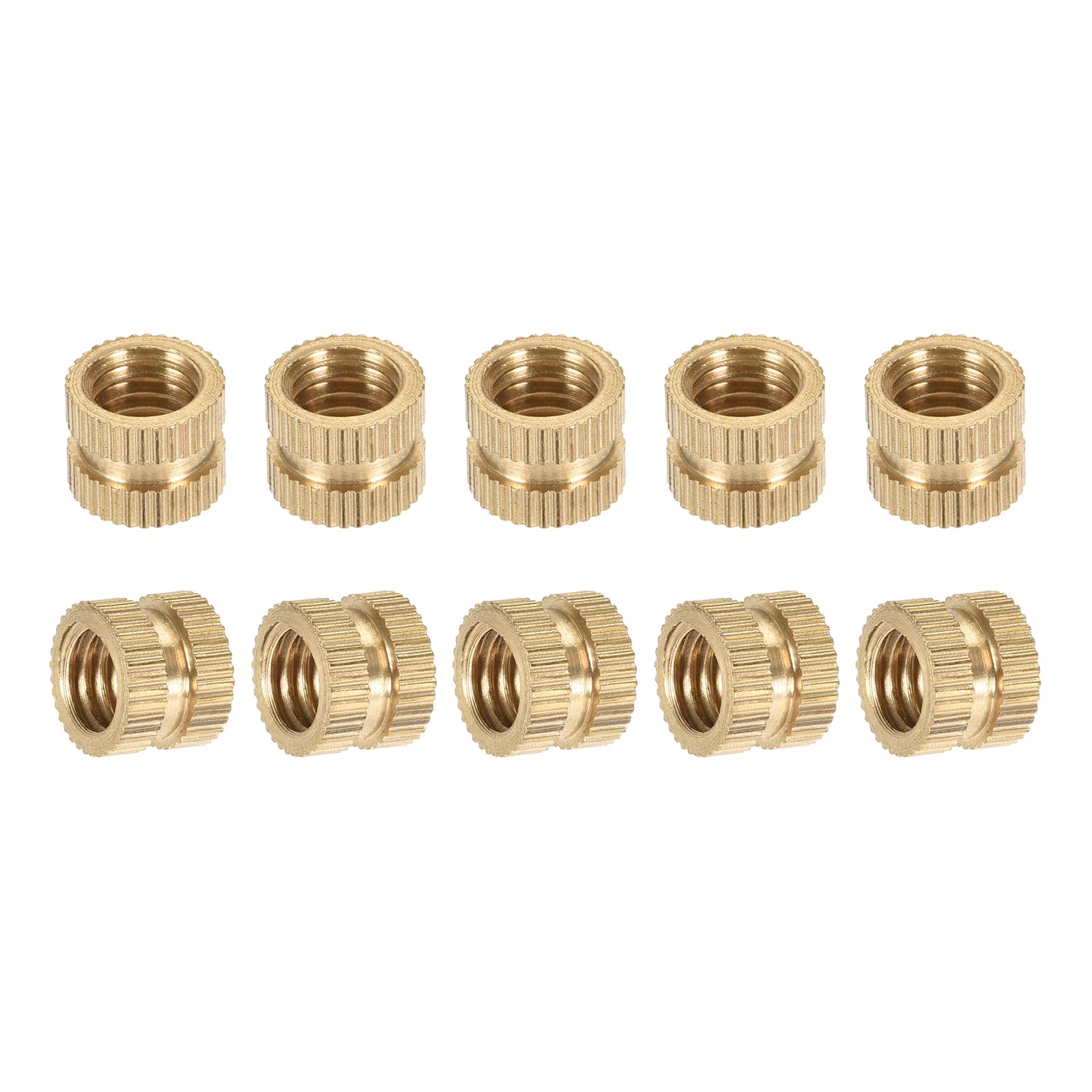 DTGN M8x8x10mm(IDxLxOD) Knurled Insert Nuts - 15 Pack - Good for Plastic Shells - Brass Female Thread Heat Set Inserts Embedment Nut — image 1