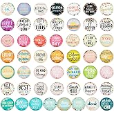 PH PandaHall 25mm Inspirational Word Glass Cabochons, 50pcs Flatback Dome Cabochons Round Printed Cabochon Tiles for Photo Pendants Craft Jewelry Making Graduation Gift