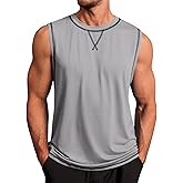 Runcati Mens Workout Tank Tops Sleeveless Casual Crewneck Beach T Shirt Muscle Athletic Gym Running Tee