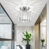 ZYDTRIP Small Crystal Ceiling Light Silver Modern LED Fixture 5.9x5.9 in view 7