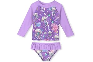 UNIFACO Toddler Girls Swimsuit Rashguard Set Summer Beach Breathable Tankini with UPF 50+ Sun Protection 2-8T