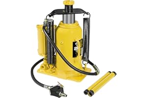 YELLOW JACKET 20 Ton Pneumatic Bottle Jack – Heavy-Duty Air/Hydraulic Lift for Trucks & Autos, Manual & Air Pump Operation, Yellow