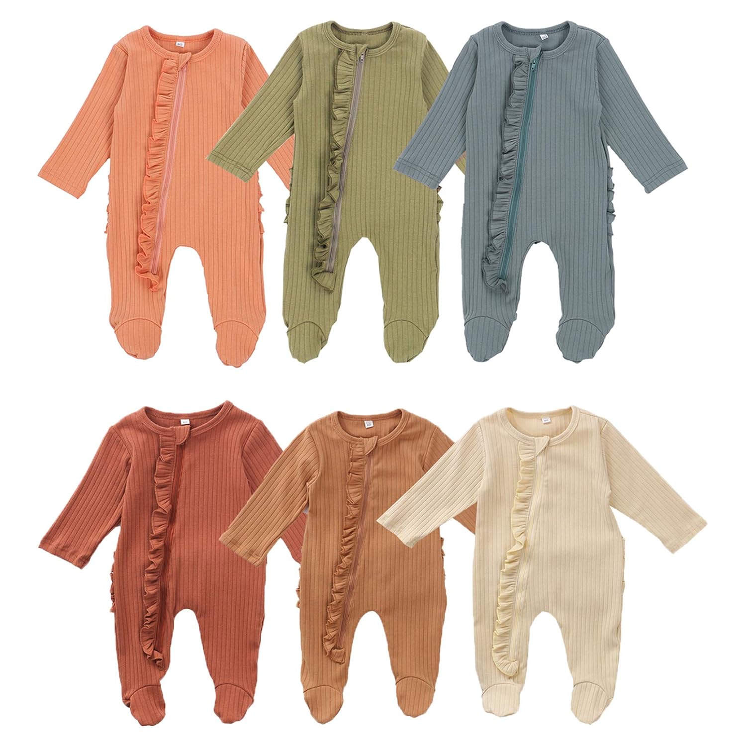 Buy Newborn Baby Girl Boy Ruffle Knitted Romper Jumpsuit Zipper Onesie