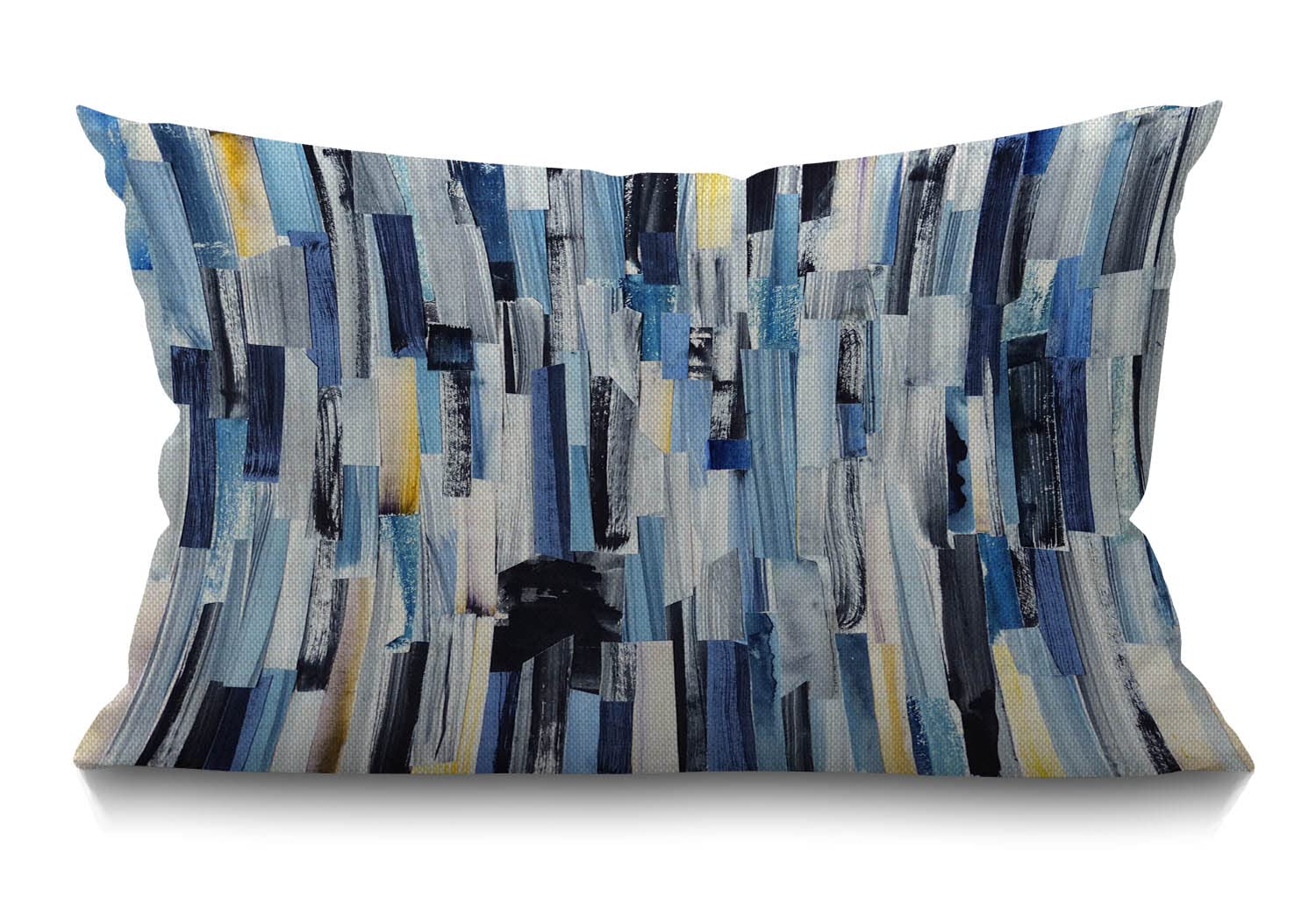 BGBDEIA Abstract Stripes Cushion Cover Farmhouse Geometric Multicolor Stripes and Teals Ink Texture Decorations Pillow Cover for Sofa Couch Cotton Linen 12x20 Inches 30 x 50 cm