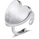 Teppdfann Heart Ring for Women – Silver Heart Ring with Open Ring Design, Versatile Adjustable Thumb Rings for Valentine's Day and Daily Wear