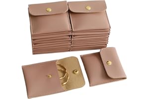 HANDMADE 40pcs PU Leather Small Bags for Jewelry 8 x 8cm Snap Button Jewelry Packaging Bag Dark Pink Luxury Small Favor Bags Jewelry Gift Bags for Earrings Necklaces Bracelet Ring