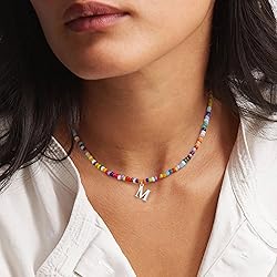 Yoosteel Beaded Initial Necklaces for Girls