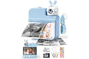 HITTYMOON Kids Camera Instant Print Toys, Christmas Birthday Gifts for Girls Boys, 3.0” Autofocus Kids Digital Camera Toddler Camera for 3 4 5 6 7 8 9 10 11 12 Year Old Girl Boy with 32GB TF Card (Sky Blue)
