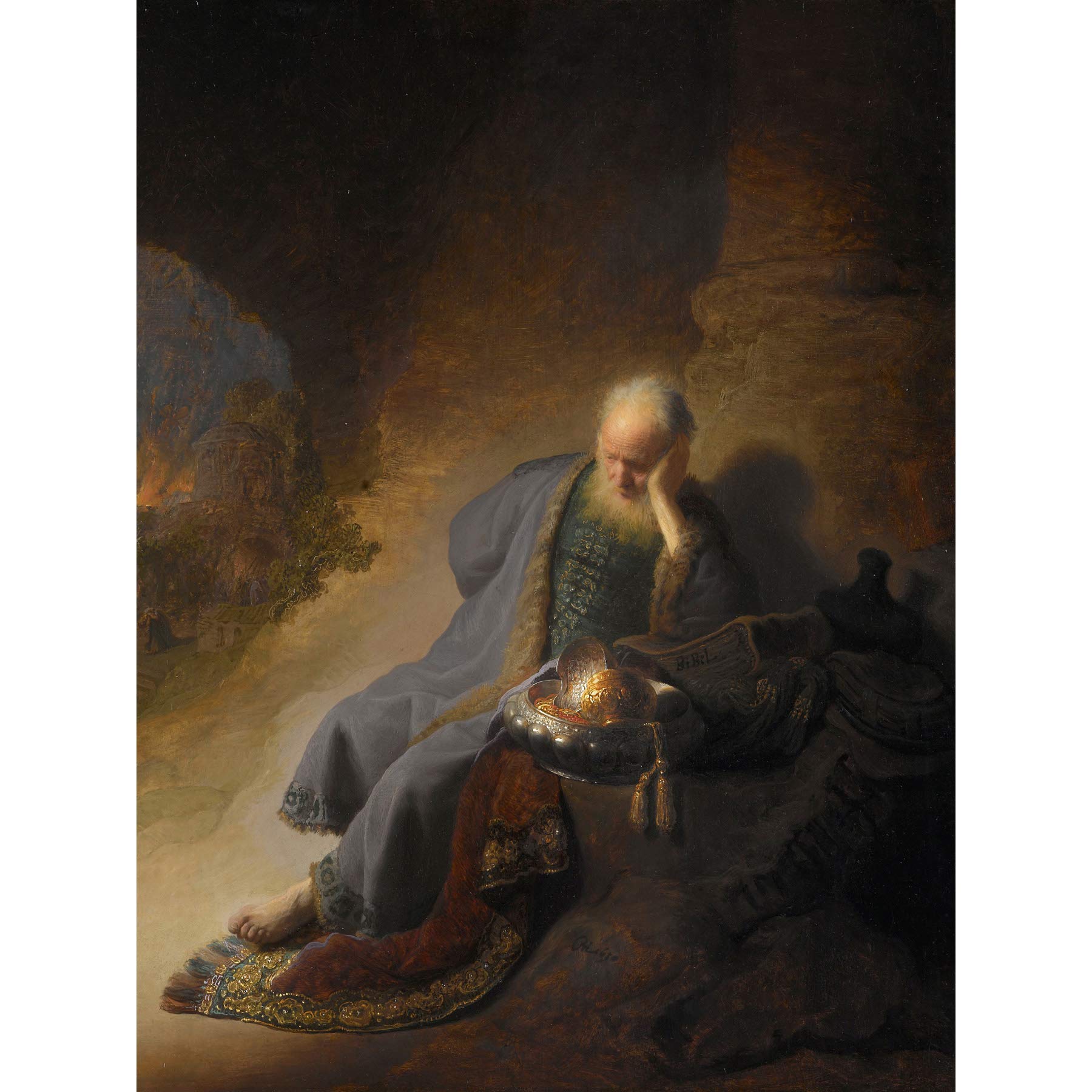 Rembrandt Jeremia Treurend Over De Verwoesting Van Jeruzalem Extra Large Wall Art Print Premium Canvas Mural