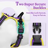 rabbitgoo Dog Harness Medium No Pull Reflective Adjustable Padding Purple Yellow view 4