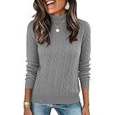 LOMON Women's Casual Turtleneck Sweaters Cable Knit Fall Long Sleeve Slim Fit Pullover Tops