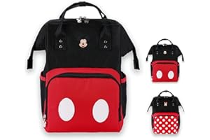 MOMODEER Diaper Bag Backpack, Women's Cute Multifunction Travel Nappy Bags, Mouse Ears Stylish Bag for Mom, Large Capacity, Waterproof and Durable, Black