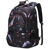 BLUEFAIRY Kids Backpack for Boys Elementary Primary School Bags for Childs Black Bagpack Book Bag Back to School Gifts for Son Mochilas Escolares para Niños 17" Large Compartment Black/Red