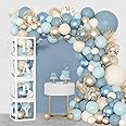 Acidea Baby Shower Decorations for Boy, 152pcs Dusty Blue Balloon Arch Kit, Baby Boxes with Letters for Boho Baby Shower Deco