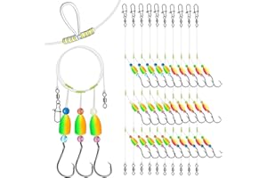 Dovesun 10PCS/4PCS Pompano Rigs for Surf Fishing Unique T-Knot Strong Pre-Rigged Surf Fishing Rigs with Three Circle Hooks Saltwater Pompano Floats