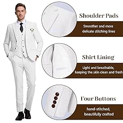 High-End Suits Men Suit Slim Fit White Linen Casual