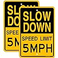 Joffreg Slow Down Speed Limit 5 MPH Sign,17 x12 Inches,Reflective Aluminum (2 Pack)