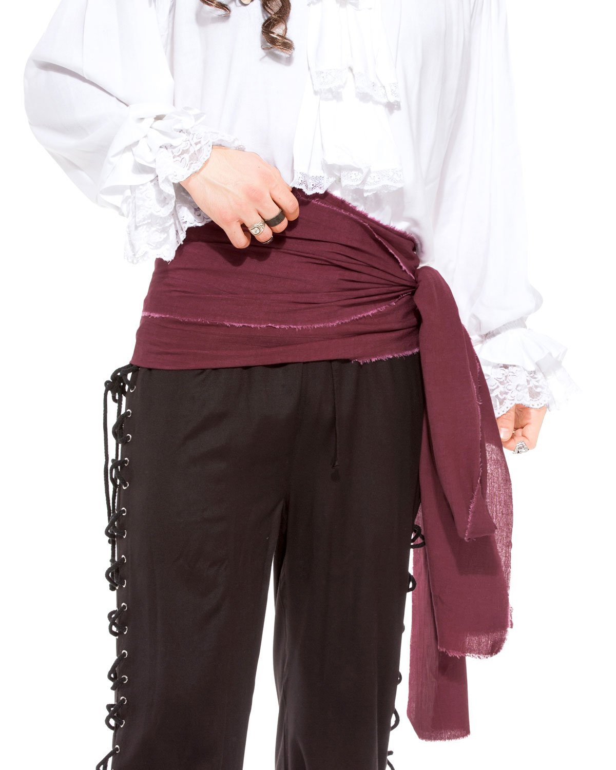 ThePirateDressing Pirate Medieval Renaissance Halloween Costume Large Sash (Aubergine (Linen Fabric, Unfinished Edge))