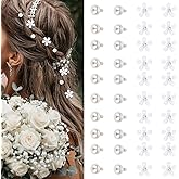 YISSION 40 Pcs Mini White Hair Clips Cute Flower Hair Pins Small Pearl Hair Clip Decorative Flower Hair Clips Wedding Bridal Hair Accessories for Girls Women