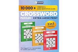 The Largest 3 in 1 Crossword Puzzles Book for Adults and Seniors (Easy To Read Extra Large Print): Over 10,000 Verified and U
