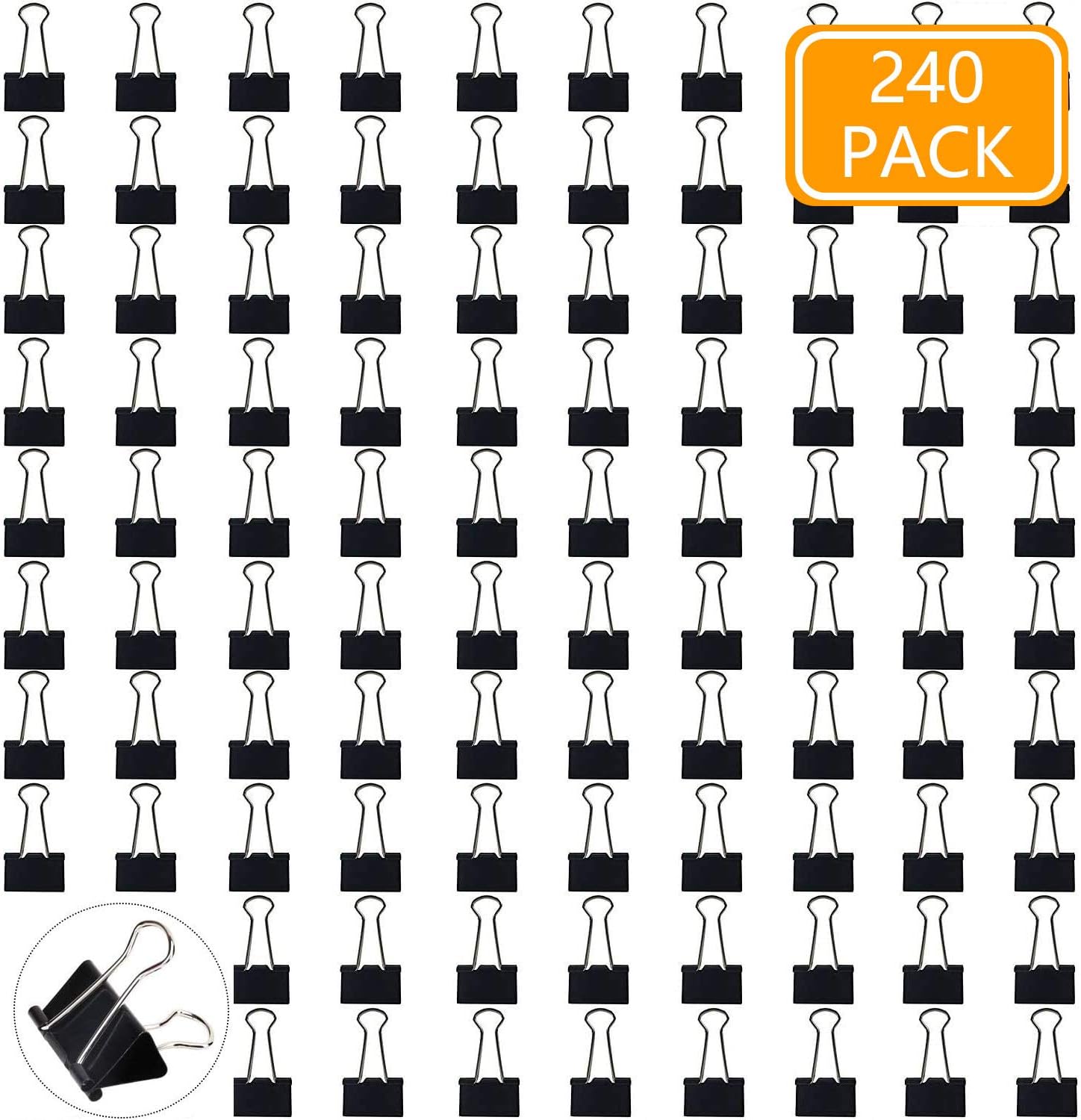 Binder Paper Clip - Small, Mini Binder Clips Small,12 Clips per Pack, 20 Box ，Black,240-Pack