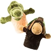 BETTERLINE Animal Hand Puppets Set Kids Adults 12.5" Quality 12.5 Hat | 12.5 Inches Soft Plush Toys Movable Mouths Storytelling Teaching Preschool Role Play Durable Vibrant Educational