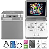 RG35XXSP Handheld Game Console RG35XX SP Clamshell Retro Game Console with 64G TF Card Preloaded Games 5532 Portable Gaming Console with 3.5 inch Screen 3300mAh Battery 5G WiFi Bluetooth HD Silver