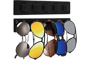 Gelobo 2 Pack Wooden Sunglasses Organizer Wall Mounted - Rustic Sunglass Holder for Wall, RV, Garage Door, Office & Home Decor - Glasses Storage Display Rack Gift for Women, Husband, Sunglass Lovers