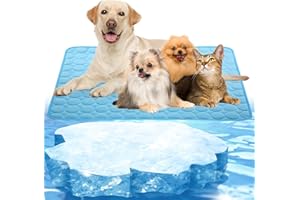 Mojonnie Dog Cooling Mat, Pet Cooling Pads for Dogs, Summer Cooling Bed for Cats, Portable Pet Cooling Cushion for Home or Outdoor (16x12IN, Blue)