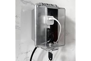 PILISPARK Baby Safety Outlet Cover Box-Key Lock for Much Better Toddler Proofing, Easier Operation, Simple 4 Step Install with Included Screws,Provides Extra Space Inside for Plugs,Adapters