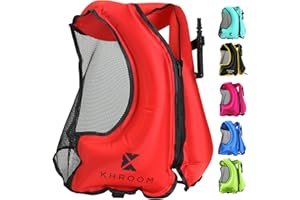 Khroom Inflatable Snorkel Vest Adults and Teenagers | 60"-75" / 90 lbs-240 lbs | Weighs only 400 Grams | Buoyancy Jacket for Snorkeling and SUP - Snorkel Jacket, Buoyancy Aid, Buoyancy Vest