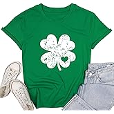 St Patricks Day Shirt Women Green Shamrock Lucky Tshirt Casual Clover Graphic T Shirt Irish Tee Tops
