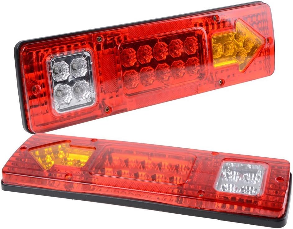 PerfecTech 1pair RV ATV Truck 19 LED Red WhiteAmber Integrated Tail