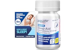 IDEA SHOP USA Equate Nighttime Sleep Aid Diphenhydramine HCl Caplets, 25 mg, 100 Ct Bundle with Exclusive "Have a Great Sleep" - Better Idea Guide (2 Items)
