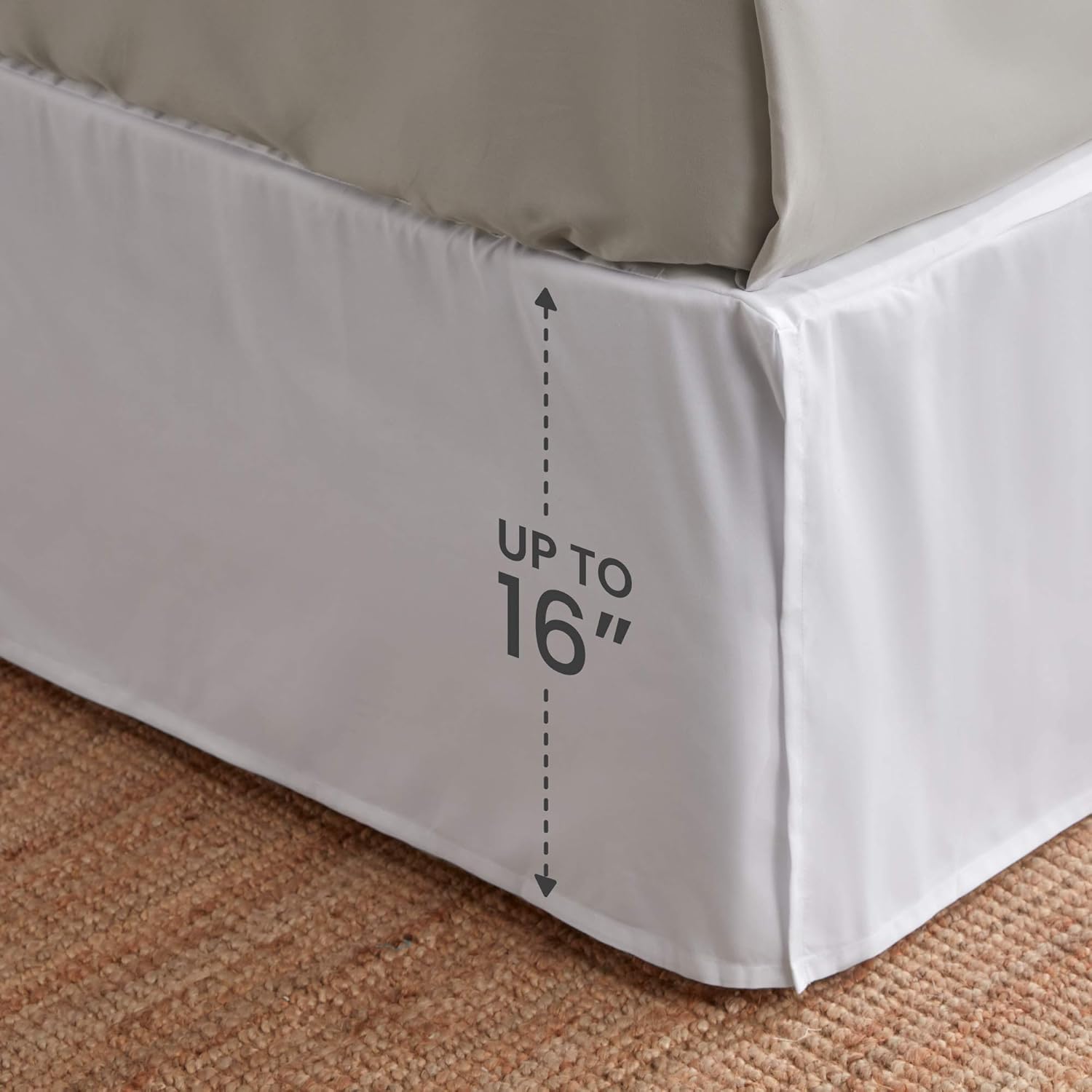 SLEEP ZONE Bed Skirt Anti-Static Premium 120gsm Thick Double Brushed Microfiber Hotel Quality Pleated Dust Ruffle Wrap Around 15 inch Talored Drop Shrink and Fade Resistant (Queen, White): Kitchen & Dining