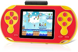 GREENCREEK 16 Bit Handheld Game for Kids, Video Game Player with Built in 230 HD Games, 3.0'' Screen Retro Electronic Game Machine with 3 Game Cartridges, Portable Rechargeable Games for Ages 3-12 (Red)