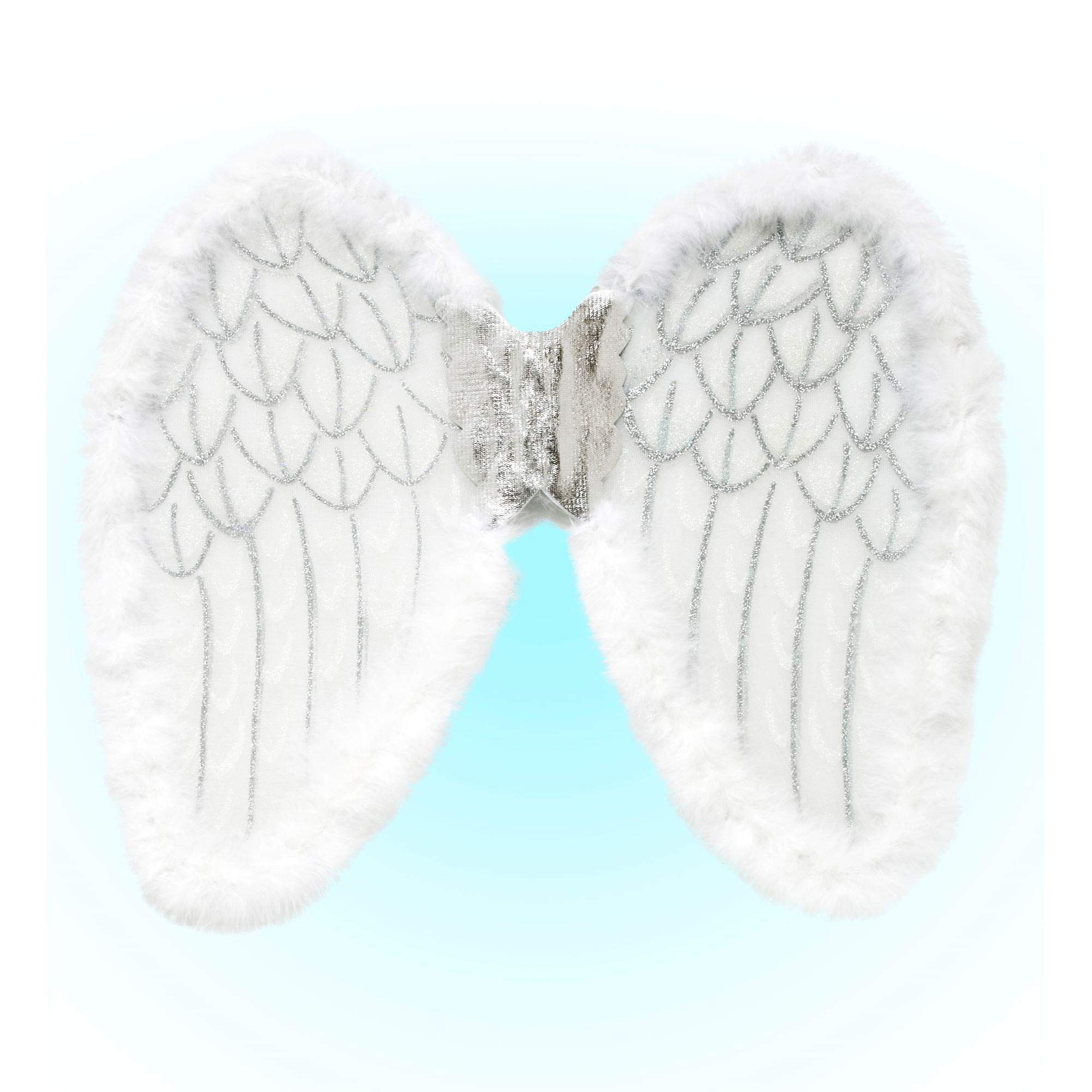White Glitter Wings withMarabou 50x40cm Accessory for Christmas Panto Nativity Fancy Dress