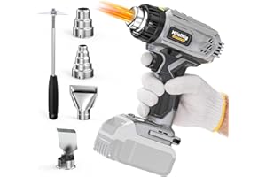 MTIOLHIG Cordless Heat Gun for DeWALT 20v/18v Battery, 350W Rated 990°F Heavy Duty Hot Air Gun Kit, Heat Gun Tool with 4pcs Nozzles&Scraper for Crafts, Shrink Wrap, Wire Connection(Do NOT Include Battery)