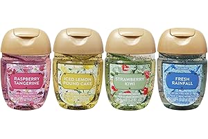 Bath & Body Works PocketBac Hand Sanitizer 29 ml, 4-Pack (Raspberry Tangerine, Iced Lemon Pound Cake, Strawberry Kiwi, Fresh 