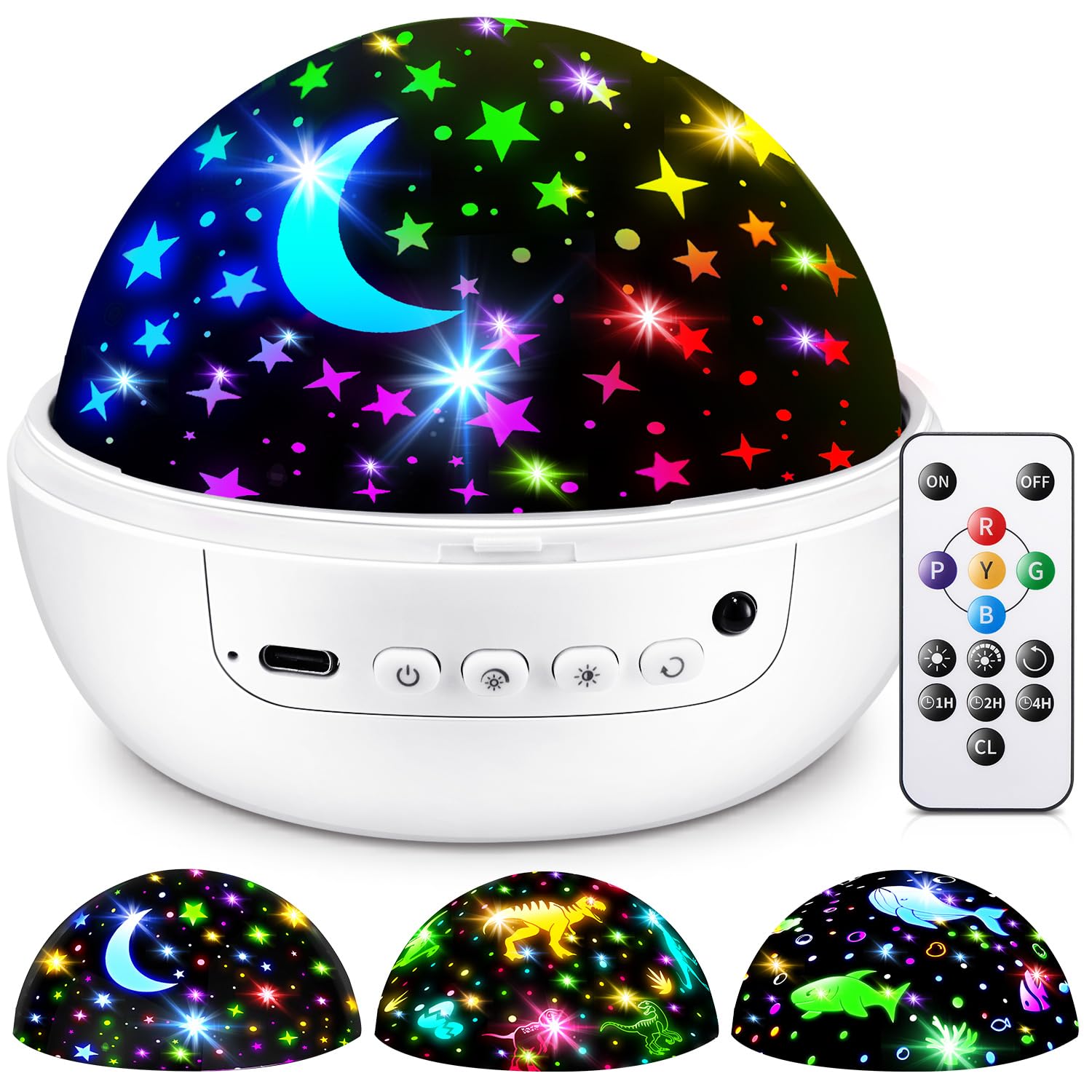 Photo 1 of COOLNIGHT Star Projector for Kids, 93 Lighting+3 Films Star Lights for Room, Remote+Dimmable+360° Slient Light Projector for Bedroom, Fun Gifts for 1-4-6-14 Year Old Girl, Cool Toy for Boy (White)