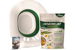 Fivona 2-in-1 Sitz Bath Soak Kit Over The Toilet Seat with Epsom Salt Blend with Essential Oils for Hemorrhoids and Postpartu