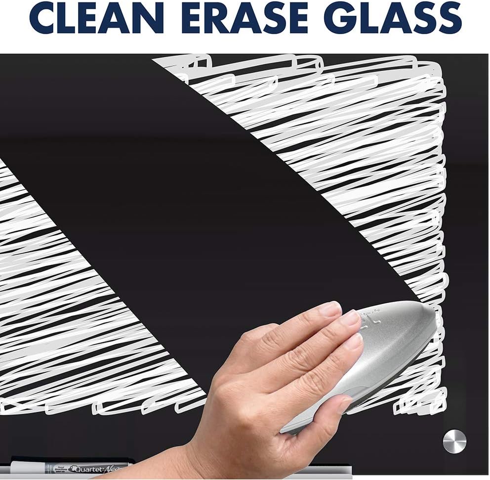 Quartet Glass Whiteboard, Magnetic Dry Erase White Board, 2' x 1.5', Black Surface, Infinity (G2418B) : Office Products