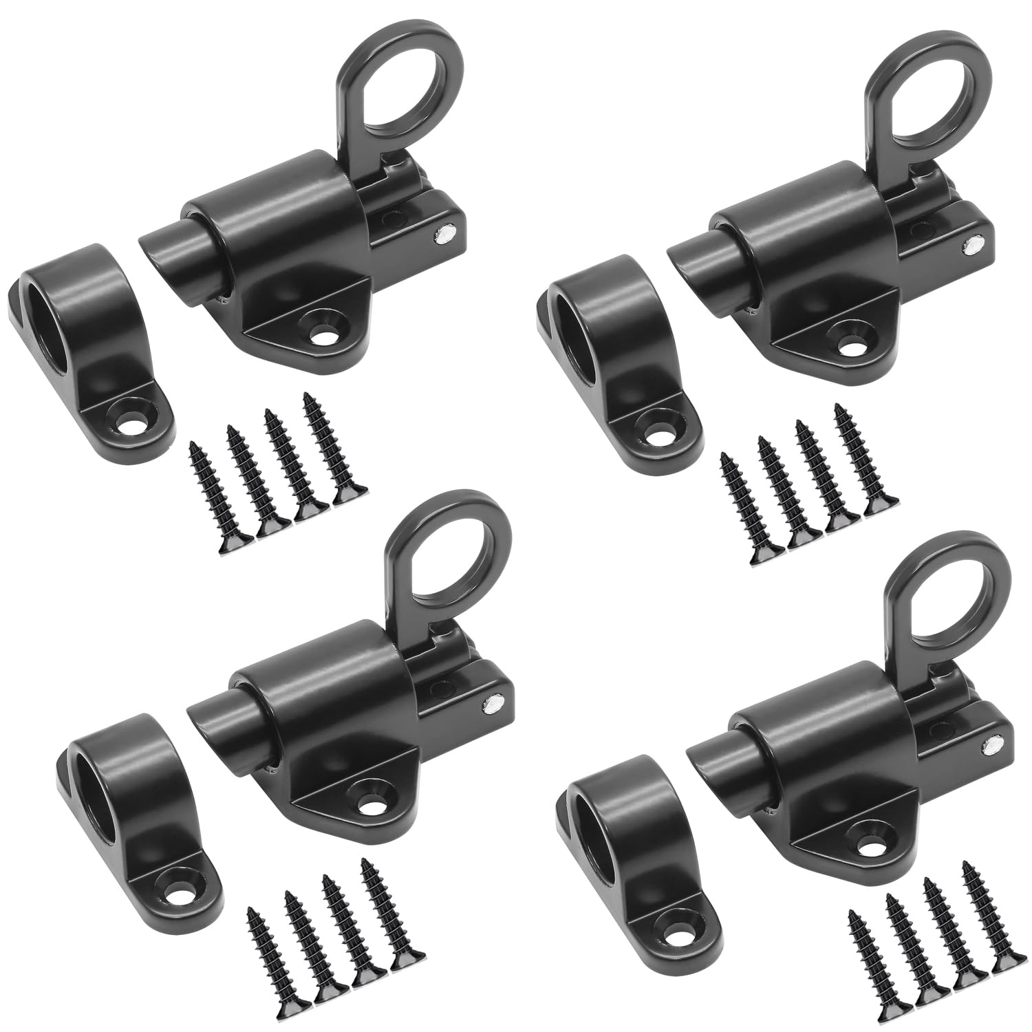 Door Latch, Spring Lock, Automatic Door Latch, Bounce Door Bolt, Spring Bounce Door Screw, with Screws, Suitable for Windows, Shed, Gate, Toilet, Bedroom (Pack of 4)
