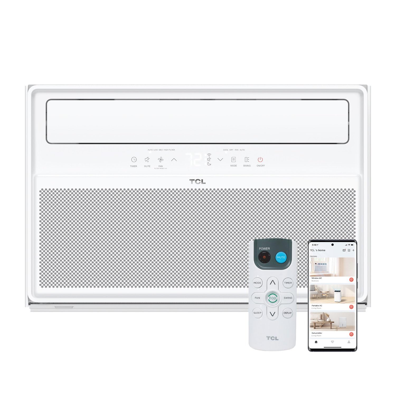 TCL 10,000 BTU Q-Series Smart Inverter Window AC, Ultra-Quiet 32dB Fan & 40dB Cooling, 38% Energy Saving, 3-Step Install, Open-able Window, Works with Smart Home Devices, Cools up to 450 Sq. Ft.
