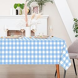 3 Pack Light Blue Gingham Tablecloth Rectangular