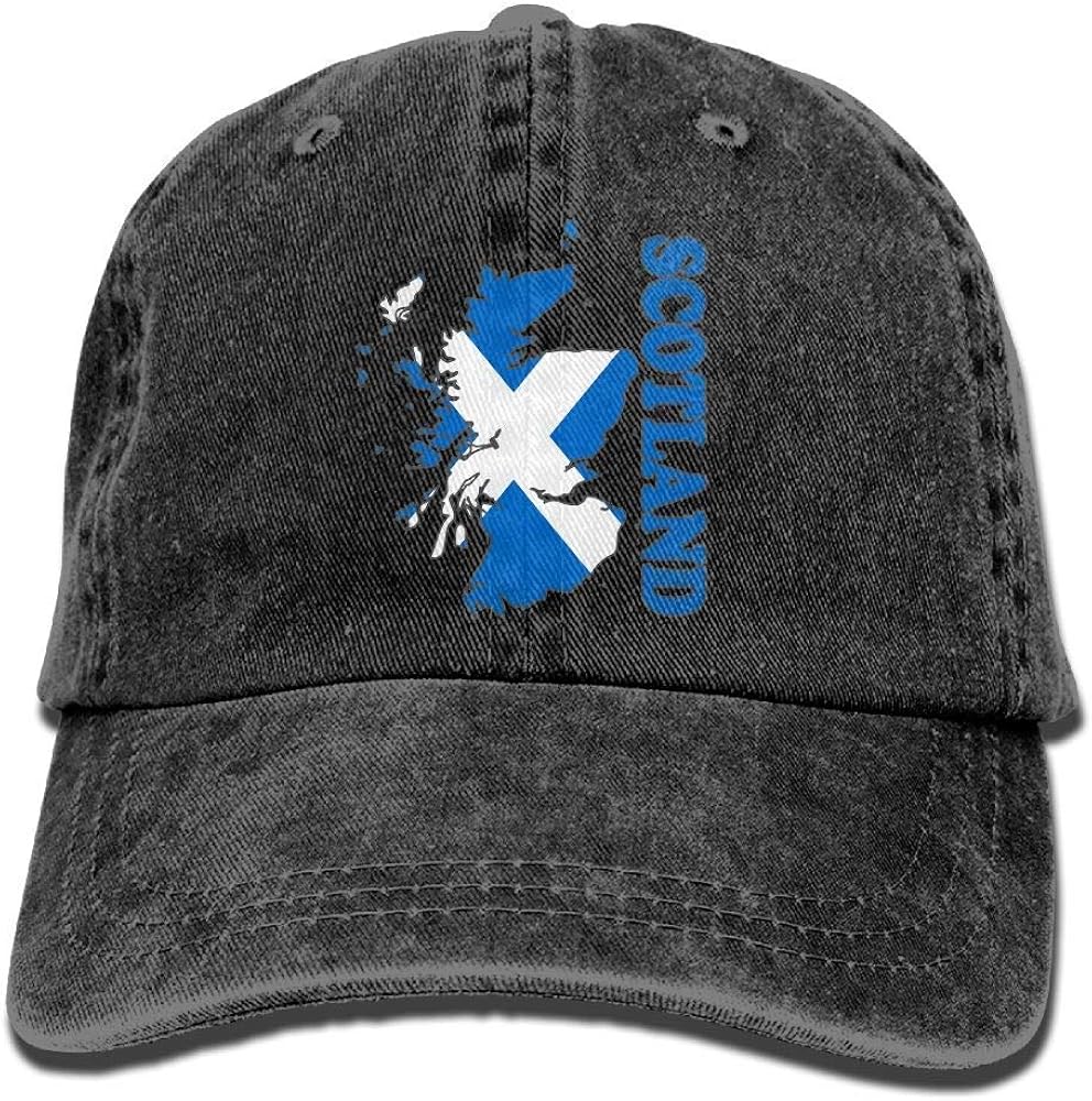N/A Men Women Adjustable YarnDyed Denim Baseball Cap Scotland Flag Map
