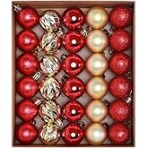 HipTree 30ct Christmas Ornaments Tree Decorations Set-1.57 Inch Red Gold Shatterproof Decorative Hanging Ball Ornament Bulk, Mini Xmas Tree Tabletop Decorations for Fall Halloween Holiday Party Decor