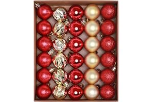 HipTree 30ct Christmas Ornaments Tree Decorations Set-1.57 Inch Red Gold Shatterproof Decorative Hanging Ball Ornament Bulk, Mini Xmas Tree Tabletop Decorations for Fall Halloween Holiday Party Decor