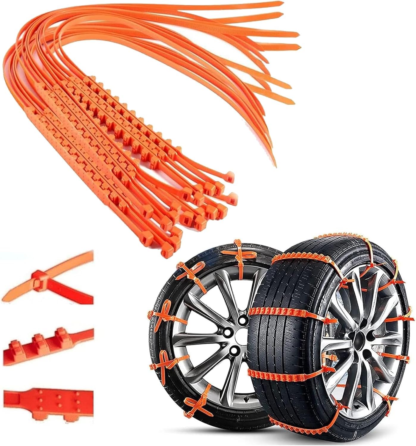 Photo 1 of 10 Pcs Universal Anti-Skid Snow Tire Chains, 2026 New Portable Emergency Non-Slip Plastic Cable Ties, Snow Tire Chains for Pickup Trucks and SUVs, Snow Chains for Muddy Roads and Winter Driving